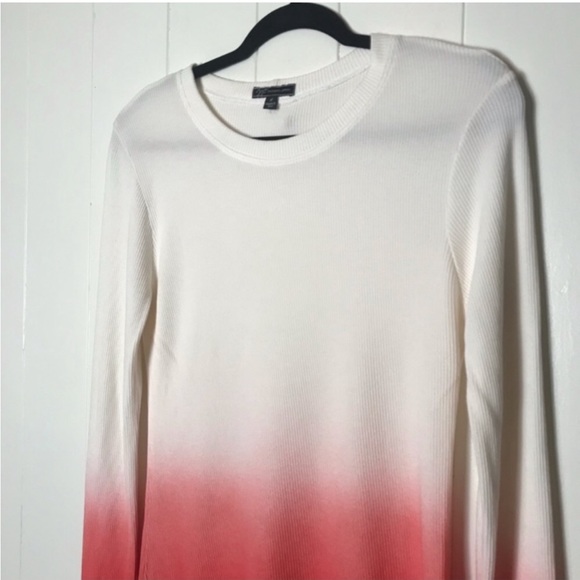 GGO Fine Organic Clothier Thermal Ombré Long Sleeve Top Shirt Coral White XL - Picture 3 of 7
